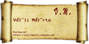 Váli Márta névjegykártya